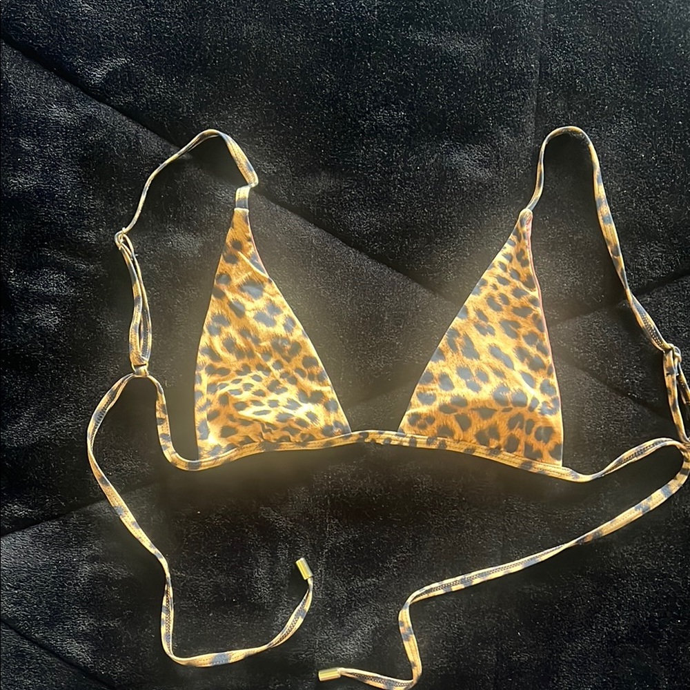 Leopard Print Triangle Bikini Top